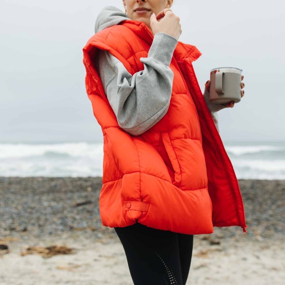 FP Movement - In A Bubble Puffer Flame Orange Red Oversized Zip Vest - Large - Picture 3 of 15